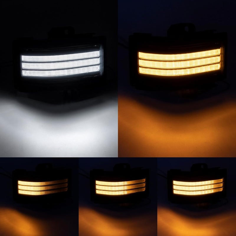 Aexploer Side Tow Mirror Turn Signal LED Lights Compatible with F150 2015-2025 for F250 F350 F450 2017-2025 White Daytime Running &Yellow Dynmaic Sequential Blink Turn Marker Lamp (Smoked Len) - Image 2